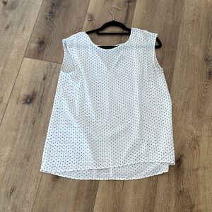 Halogen White and Black Polka Dot Sleeveless Blouse
